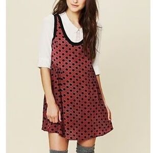 Free People Molly Sangria Babydoll Polka Dot Y2K dress